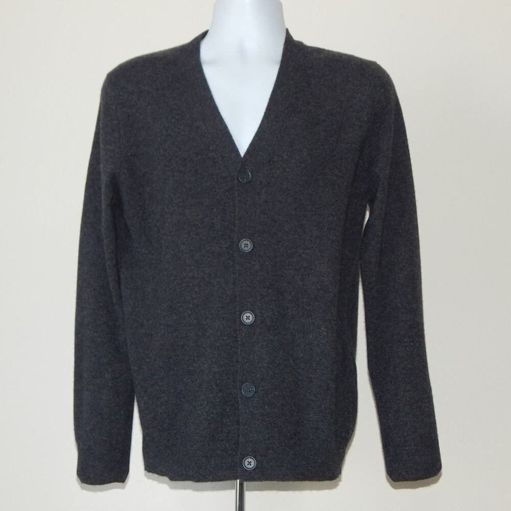NWT Club Room Luxury 2-Ply Cashmere Button Front Cardigan Jacket DK Charcoal SML